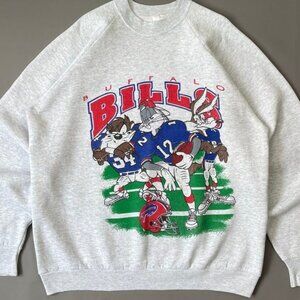Vintage 90s Buffalo Bills Looney Tunes Crewneck Sweatshirt Team Sportswear